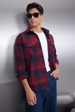 TRENDYOL MAN Bordo Cift Cep Kapakl? Regular Fit K?sl?k Oduncu Kareli Gomlek TMNAW21GO0031 - Trendyolmilla фото 18