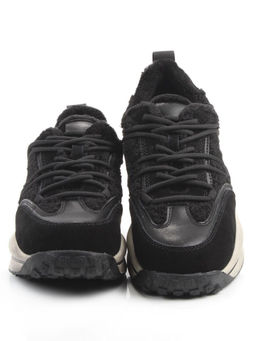 04-XKL23-138R BLACK Кроссовки утепленные женские (натуральная кожа, натуральная замша, байка)