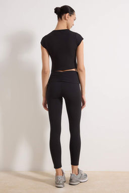 Siyah Buzgulu Bel Katlamal? F?rcal? Soft Kumas Spor Tayt THMSS26TY00007 - Trendyolmilla фото 4