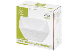 Салатник 1,1 л 16,5*16,5*8 см Веточки-цветочки квадрат глубокий, фарфор - Elan gallery фото 6