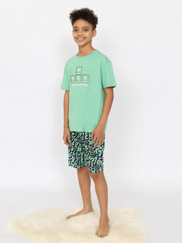 CRB wear/CSJB 50166-37 Пижама для мальчика (футболка, шорты),зеленый/Ex.Cherubino  фото 3
