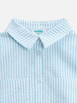 ACOOLA / Блузка детская для девочек Messia_bl голубая полоска  фото 5