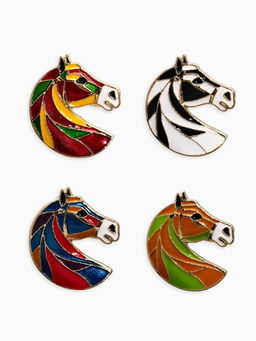 Цена за 12 шт. Брошь "Лошадь" голова, МИКС в золоте (неделимая фасовка 12 шт. цена за шт.)