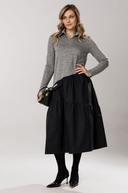 Платье Lars Style 1204 серый меланж, черный