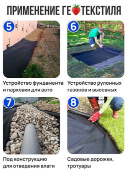 Геотекстиль+150, черный, ширина 1,6 м