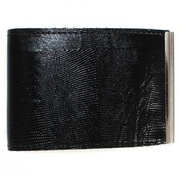 Зажим для купюр Croco-зк-300 (карм на мелочи, 2 кнопки) натуральная кожа черный игуана (76) 209428  фото 2