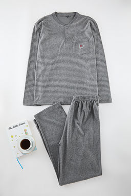 Erkek Fume Cizgili Orme Erkek Pijama Tak?m? TEDAW25PT00005