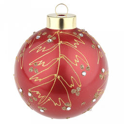 Елочная игрушка шар стеклянная д9,5см, зеркально-красный, ручная художественная роспись, подарочная упаковка (Россия)