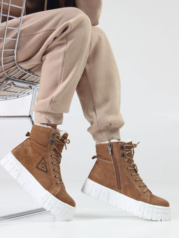 Ботинки 216.212131w. светло-коричневый замша/Байка