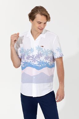 U. S. Polo Assn Мужская синяя рубашка с коротким рукавом - U.s. polo assn фото 2