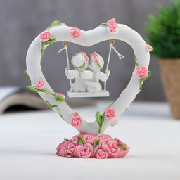 Фигурка 2 ангелочка на качелях в сердце, в венке из роз, 11?10?4 см