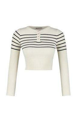 Tas Crop Cizgili Triko Kazak TWOAW24KZ01201 - Trendyolmilla фото 7