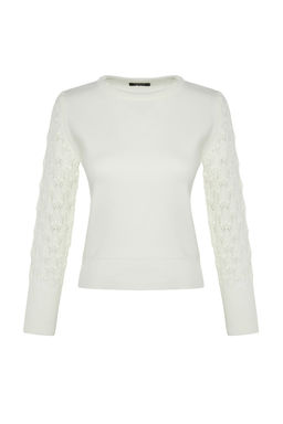 Ekru Basic Ajurlu/Delikli Triko Kazak TWOAW22KZ1422 - Trendyolmilla фото 6