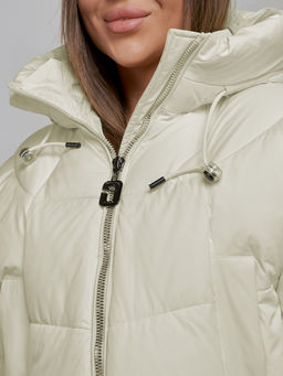 Зимняя женская куртка модная с капюшоном бежевого цвета 512305B - Mtforce фото 11