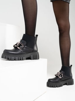 Ботинки 348.21153bl.Черный/шерсть