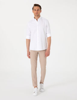 Beyaz Oxford Slim Fit Kolay _t_lenebilir G_mlek