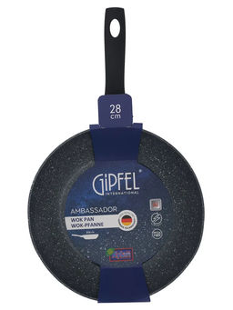 52786 GIPFEL Сковорода-вок AMBASSADOR 28х7,5 см из кованого алюминия, с антипригарным покрытием Xylan plus, с бакелитовой ручкой с покрытием Soft-touch, с индукционным дном. Толщина: 2,0/2,5мм. Цвет: черный