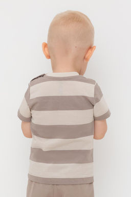 Crockid _ КР 302374/бежевый,коричневый,полоска к552 фуфайка (футболка) д/мал яс  фото 3