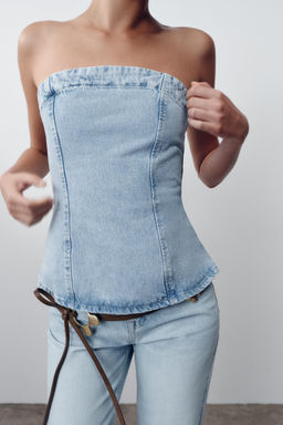 Z1975 DENIM BANDEAU TOP - Zara фото 2