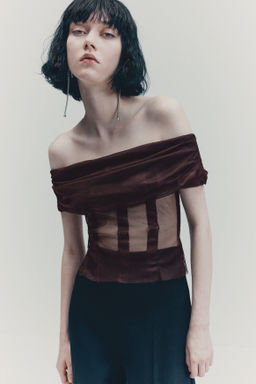 Top de malla off-the-shoulder - H&m фото 3