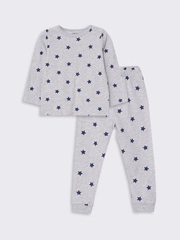 Bisiklet Yaka Uzun Kollu Bask?l? Erkek Bebek Pijama Tak?m?