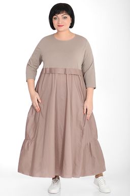 Платье из хлопка с воланами - Almond фото 2