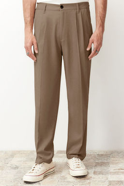 Bej Pileli Klasik Baggy Fit Kumas Pantolon TMNSS24PL00024