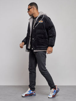 Плюшевая куртка мужская с капюшоном молодежная черного цвета 28117Ch - Mtforce фото 3