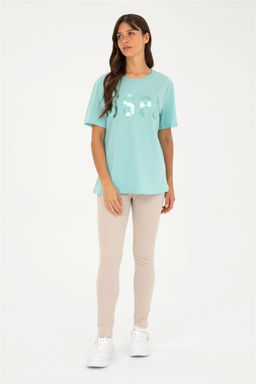 U. S. Polo Assn / Женская базовая футболка с круглым вырезом зеленого цвета - U.s. polo assn фото 4