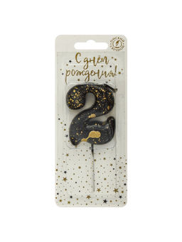 Цена за 2 шт. Свеча в торт «Черные брызги», цифра 2