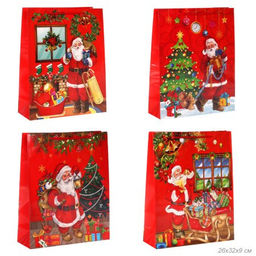 Цена за 12 шт. Пакет подарочный 26x32x9см / 447S /уп 12/960/Новый год