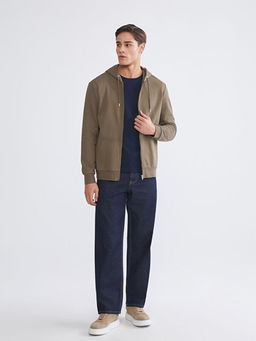 Kap??onlu Uzun Kollu Erkek Fermuarl? Sweatshirt