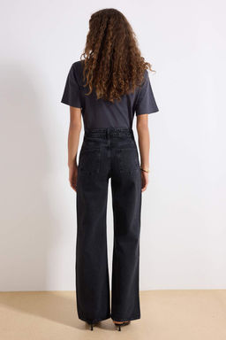Antrasit Yuksek Bel Wide Leg Genis Paca %100 Pamuk Non-Stretch Jeans TWOAW24JE00089