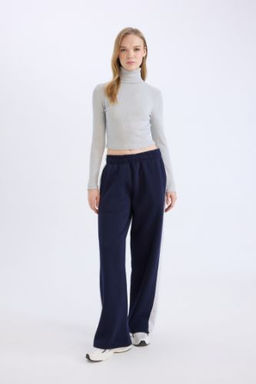 Regular Fit Kal?n Esofman Alt? Beli Lastikli Basic Duz Genis Bol Paca
