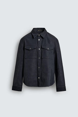 RELAXED FIT LEATHER EFFECT OVERSHIRT