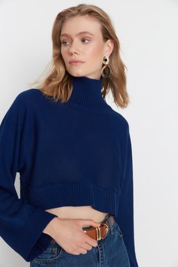 Lacivert Super Crop Basic Triko Kazak TWOAW21KZ0163