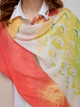 ХЛОПОК ВИСКОЗА Большой, красивый палантин. Рисунок на полотно наносится вручную