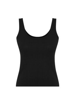 Siyah Fitted/Vucuda Oturan Havuz Yaka Fitilli Esnek Orme Atlet TWOSS22AL0042