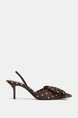 POLKA DOT PRINT HIGH-HEEL SHOES WITH BOW