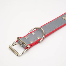 Ошейник широкий с косточками, светоотражающий, 66 х 3,5 см, ОШ 48-58 см, красный - Пижон фото 2