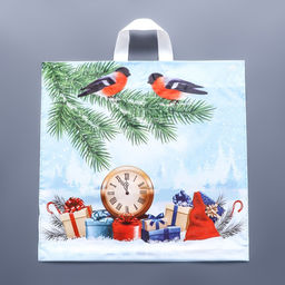 Цена за 50 шт. Пакет подарочный новогодний «Пернатые друзья», полиэтиленовый с петлевой ручкой, 42×44 см