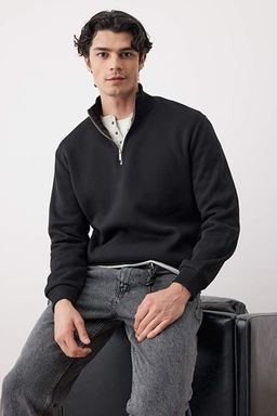 Siyah Regular/Normal Kesim Dik Yaka Kal_n __i Polarl_ Sweatshirt TMNAW26SW00021