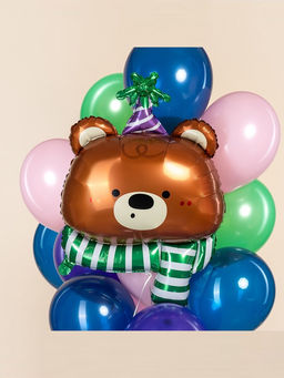 Цена за 2 шт. Воздушный шар фольгированный 38" «Мишка в колпачке»