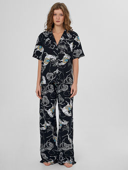 Комплект женский домашний черный с узором