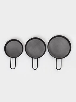 Сито с ручкой Magistro, набор 3 шт., d=8;9;10 см, нержавеющая сталь, чёрные