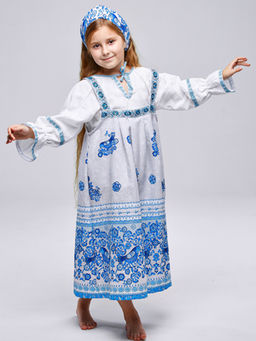 Сарафан и рубашка ПТИЧКИ белый рукав