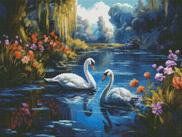 Вышивка крестиком 40х50см, Белые лебеди