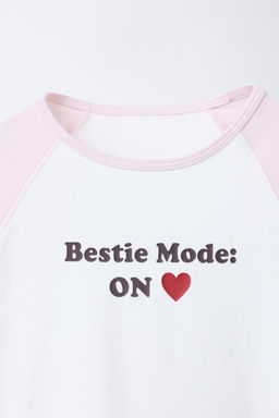 CAMISETA MANGA RANGLAN TEXTO CON MODAL / Rosa / Blanco - Zara фото 5