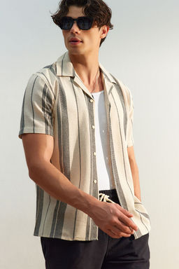 TRENDYOL MAN Premium Siyah Regular Fit Cizgili Dokulu Yazl?k Gomlek TMNSS23GO00060 - Trendyolmilla фото 10
