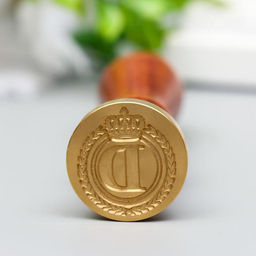 Печать для сургуча с деревянной ручкой «Корона с буквой D», 9×2.5×2.5 см